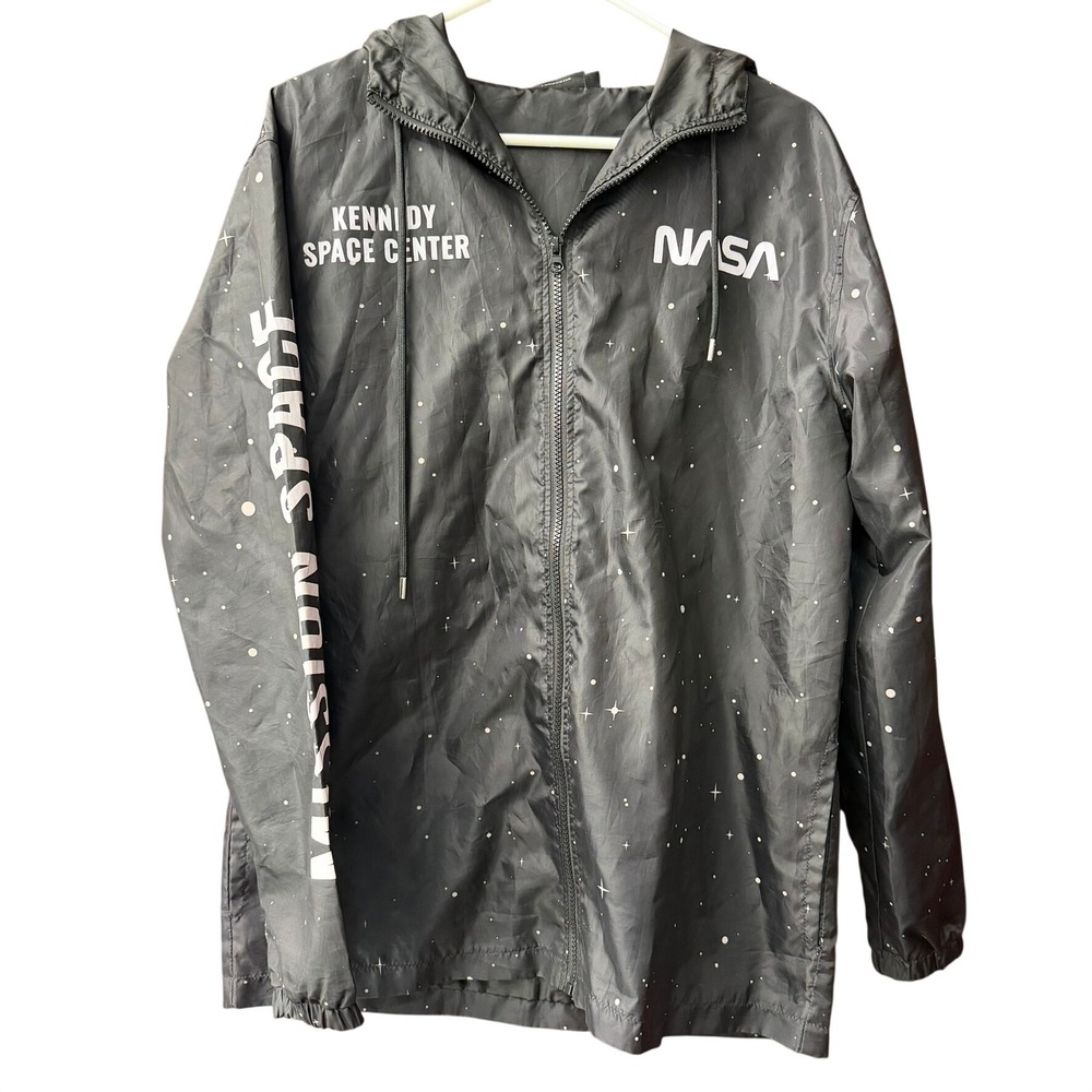 Hyper Space NASA‎ Windbreaker Jacket Mens S Black Kennedy Space Center Artemis